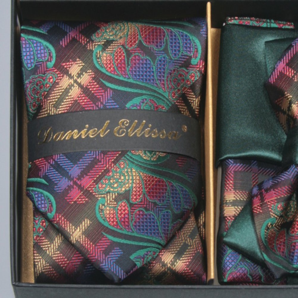 Daniel Ellissa Green Yellow Bow & Neck Tie 6 Set - Picture 2 of 6